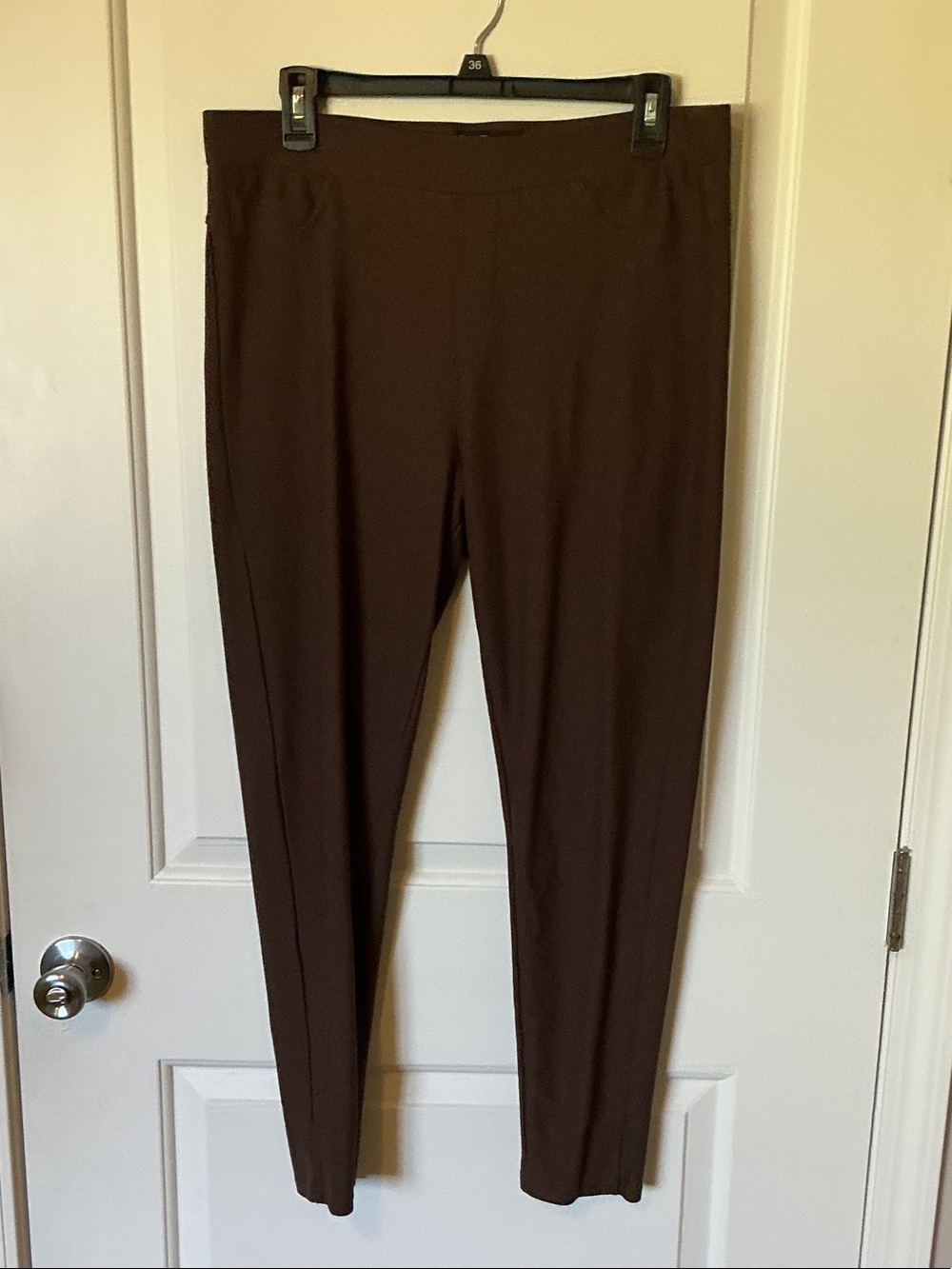 Kay Unger Brown Ponte Skinny Ankle Pants